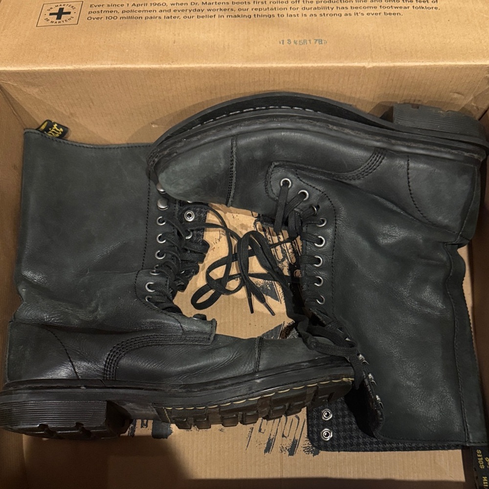 Dr. Martens Charcoal Leather Lace-Up Boots